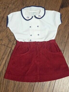 On The Road Red Corduroy Girls' Skirt with Front Pockets